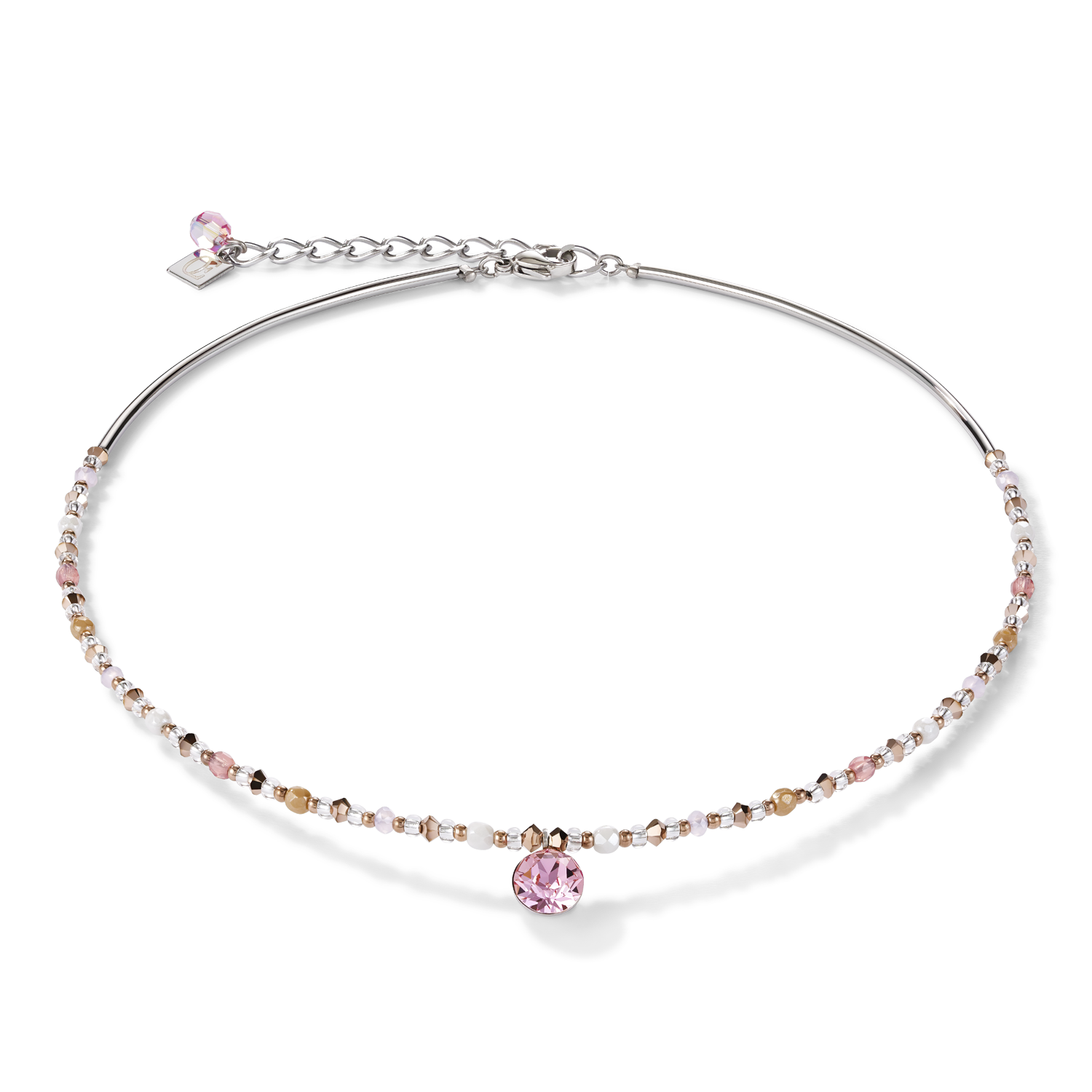 Necklace Crystals & stainless steel light rose