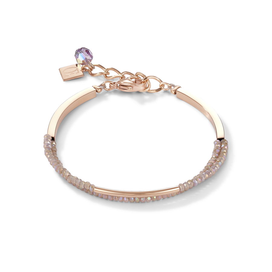 Bracelet Waterfall stainless steel rose gold & glass nude