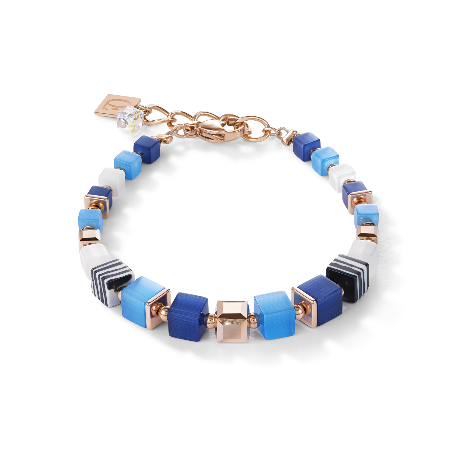 Bracelet GeoCUBE® Crystals pavé, synthetique malachite & Swarovski® Crystals blue-turquoise