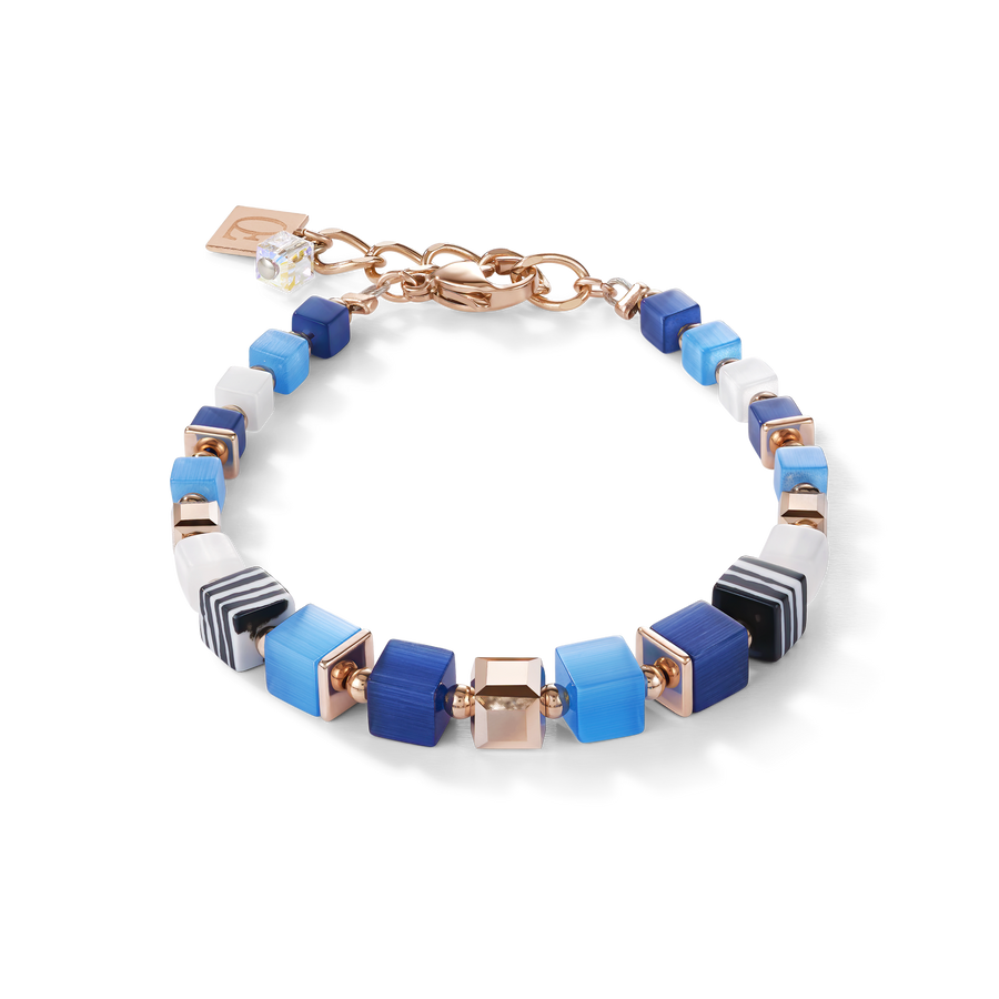 Bracelet GeoCUBE® Crystals pavé, synthetique malachite & Swarovski® Crystals blue-turquoise