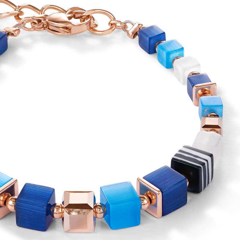 Bracelet GeoCUBE® Crystals pavé, synthetique malachite & Swarovski® Crystals blue-turquoise
