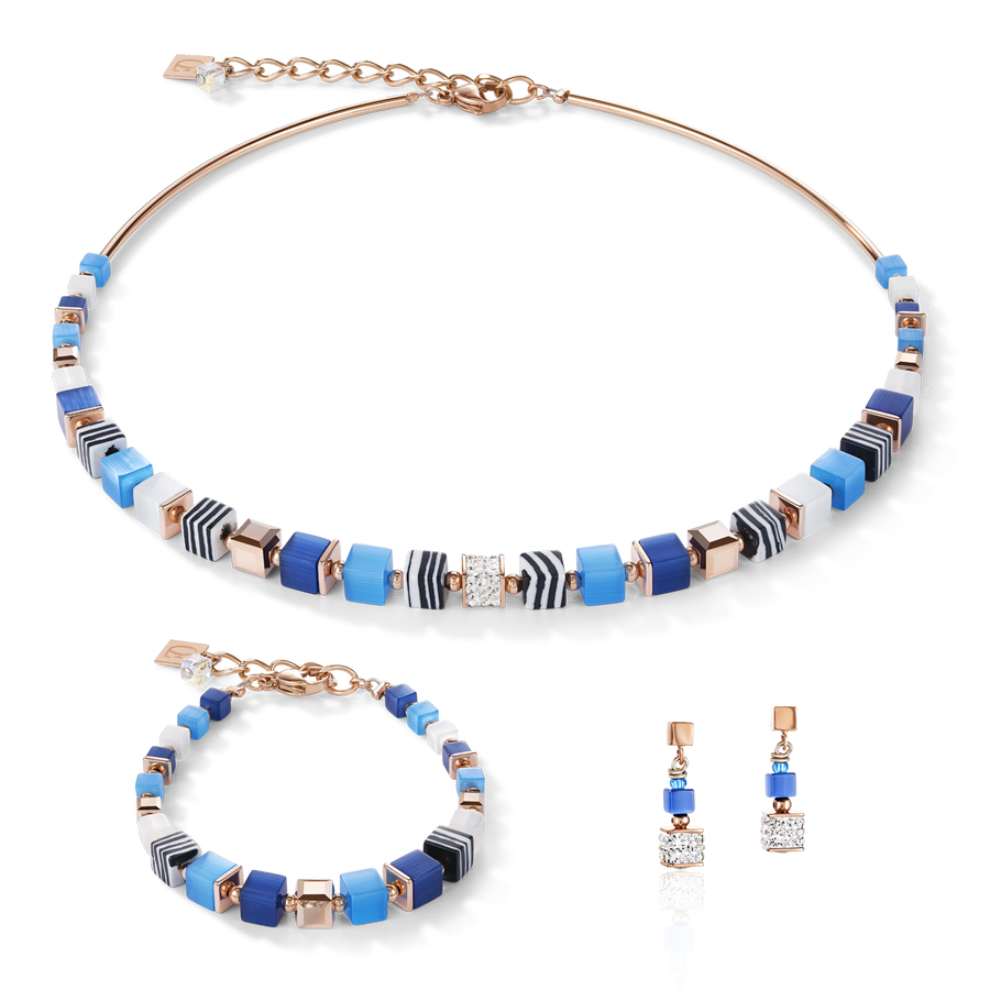 Bracelet GeoCUBE® Crystals pavé, synthetique malachite & Swarovski® Crystals blue-turquoise