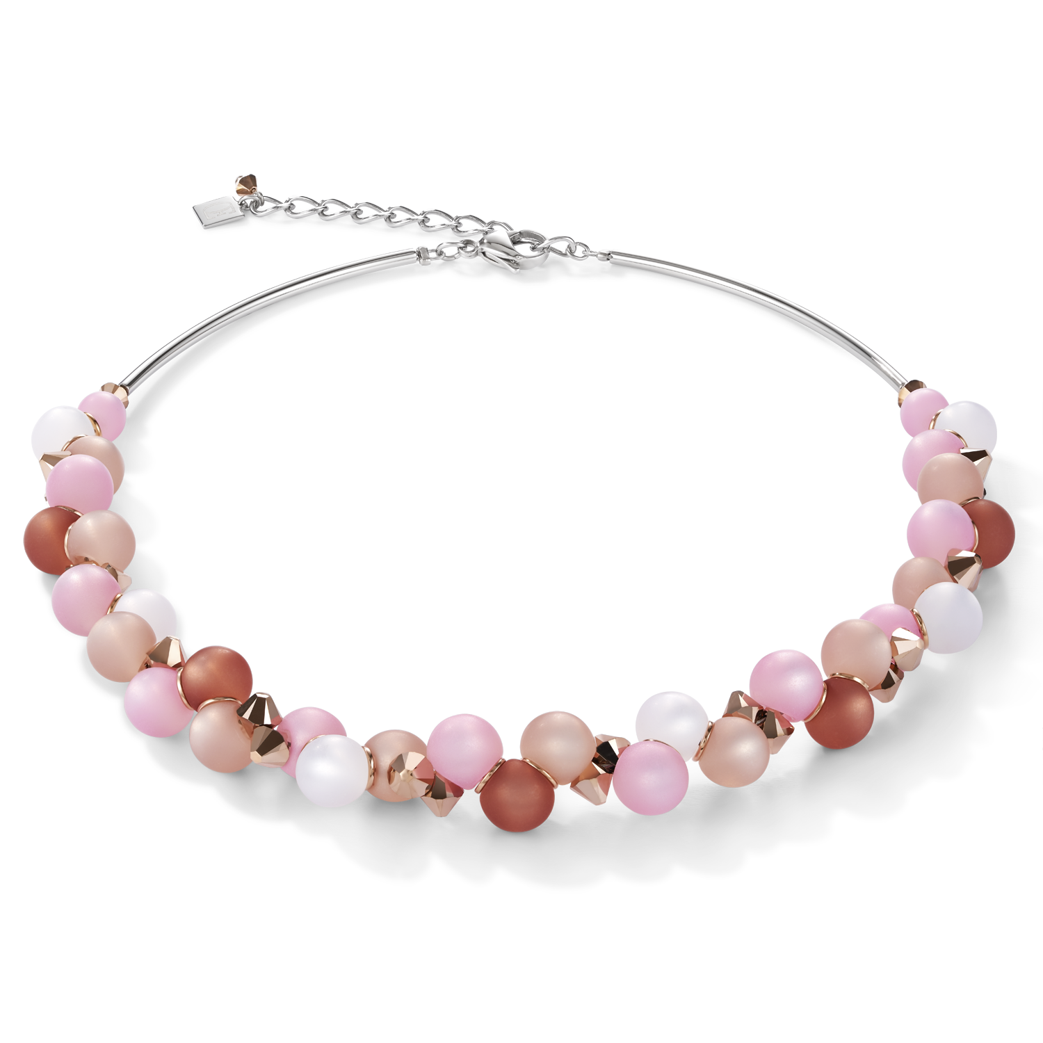 Necklace Polaris, Crystals & stainless steel rose-beige