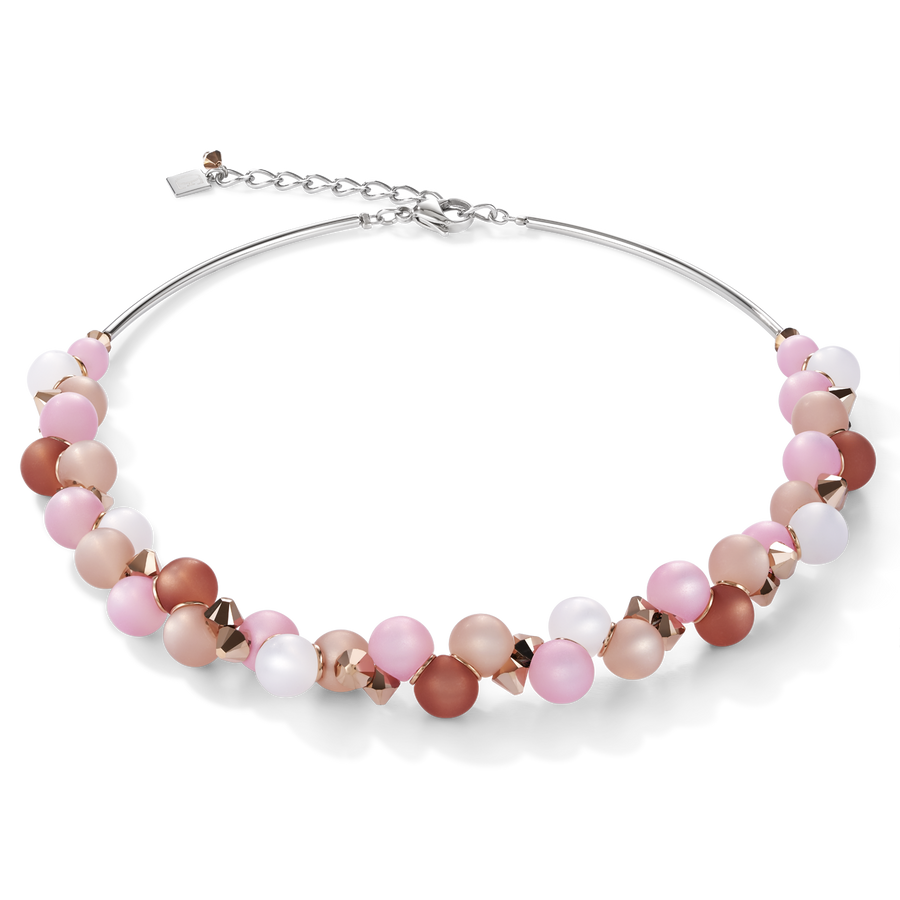 Necklace Polaris, Crystals & stainless steel rose-beige