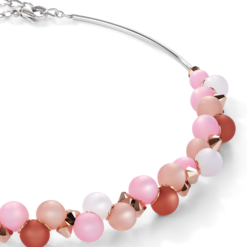 Necklace Polaris, Crystals & stainless steel rose-beige