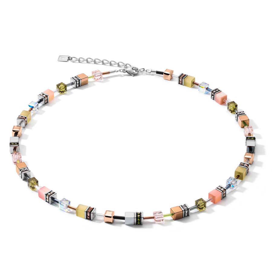 Necklace GeoCUBE® medium olive-peach