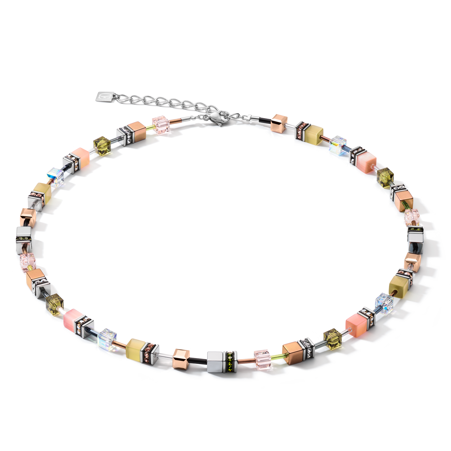 Necklace GeoCUBE® medium olive-peach