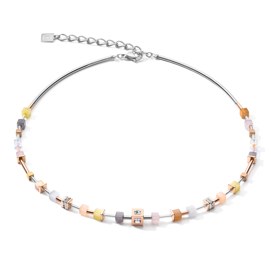 Necklace GeoCUBE® fine pastel beige-olive