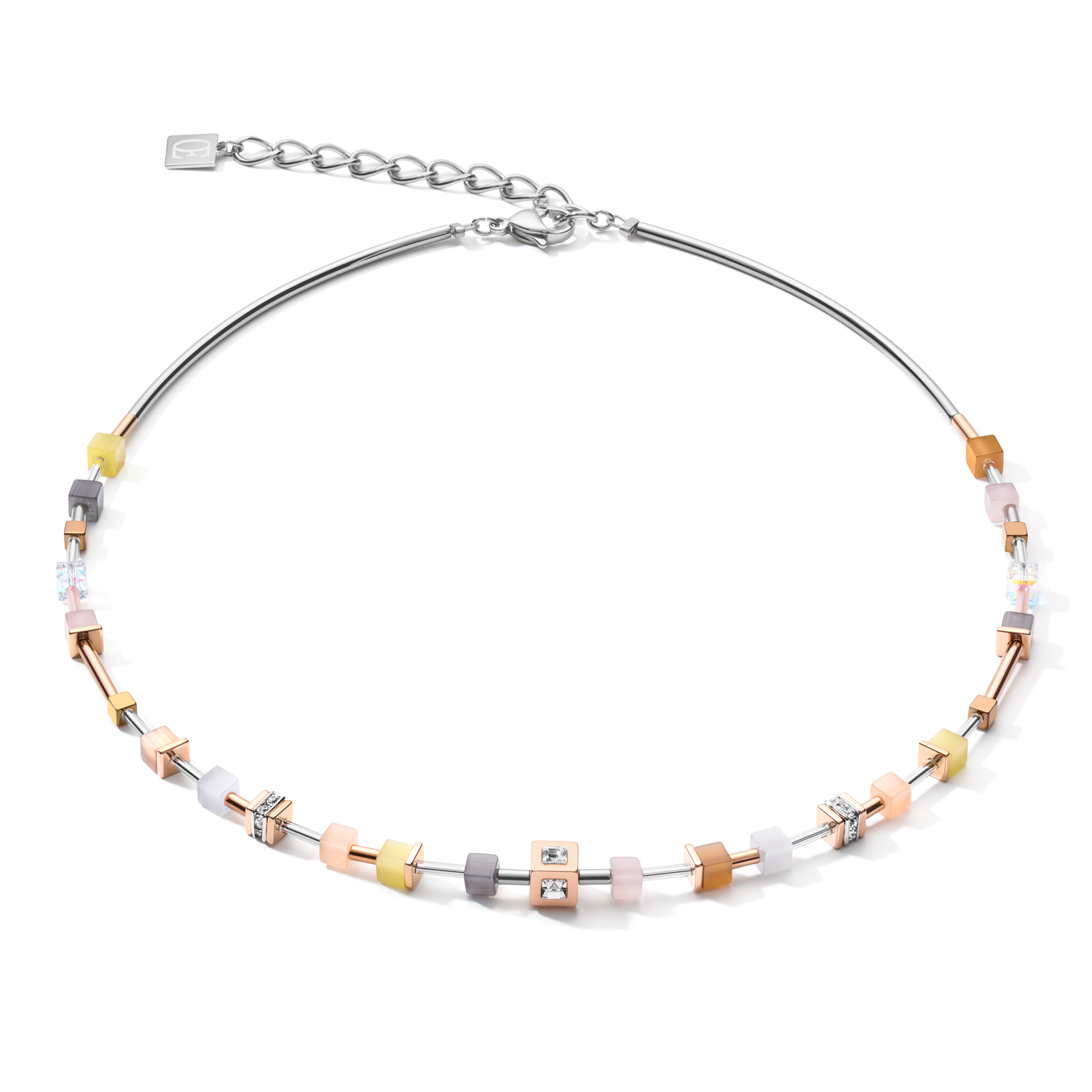 Necklace GeoCUBE® fine pastel beige-olive