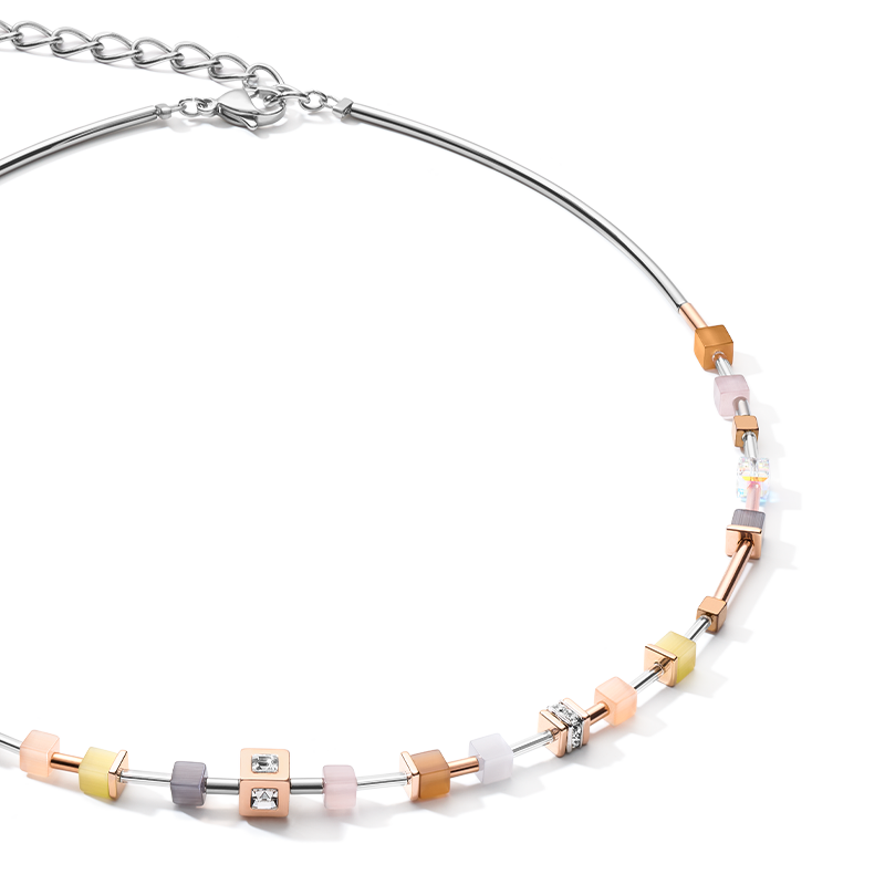Necklace GeoCUBE® fine pastel beige-olive