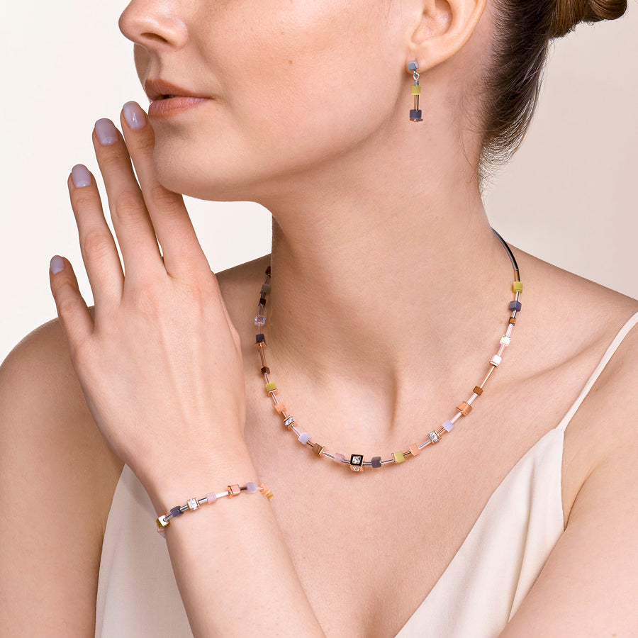 Necklace GeoCUBE® fine pastel beige-olive