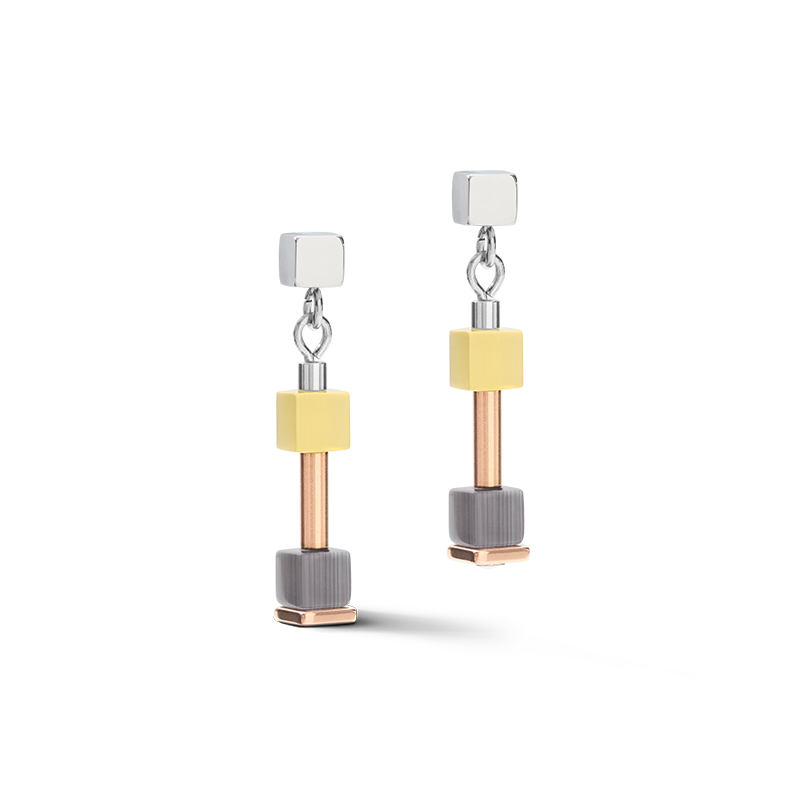 Earrings GeoCUBE® fine pastel beige-olive
