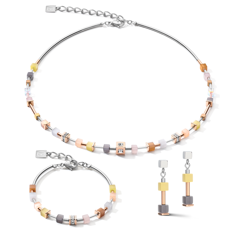 Earrings GeoCUBE® fine pastel beige-olive