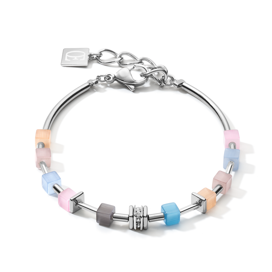 Bracelet GeoCUBE® fine pastel blue-rose