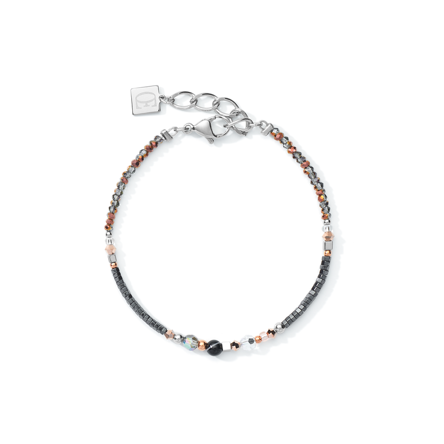 Bracelet Amulet small Crystals  & striped  onyx grey-crystal