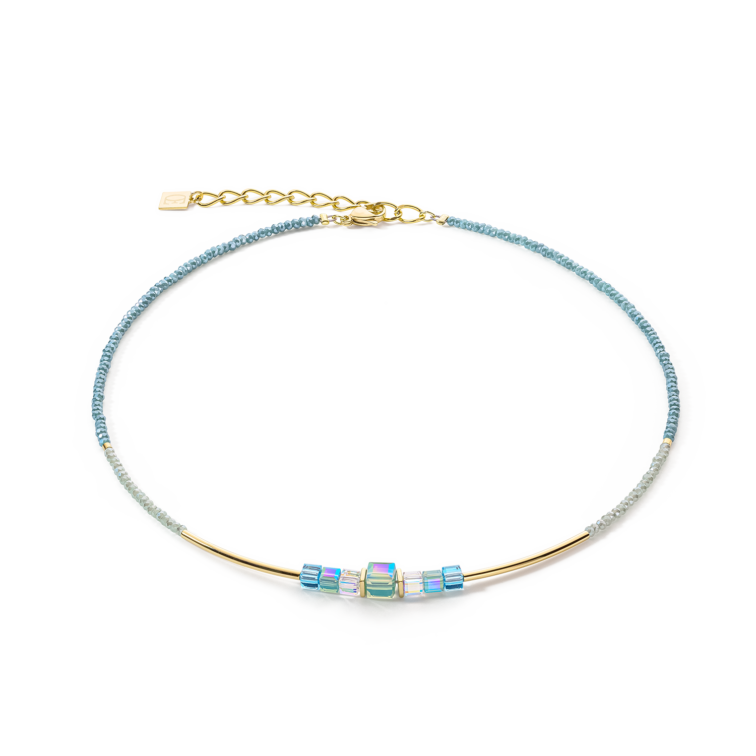 Cube Story Minimalistic necklace gold-turquoise