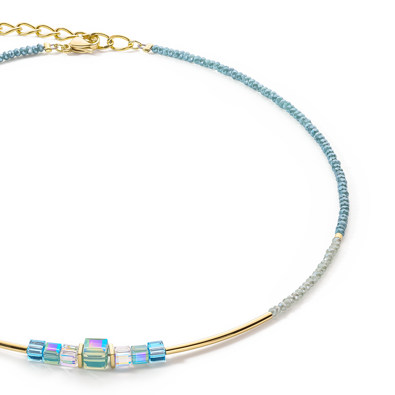 Cube Story Minimalistic necklace gold-turquoise