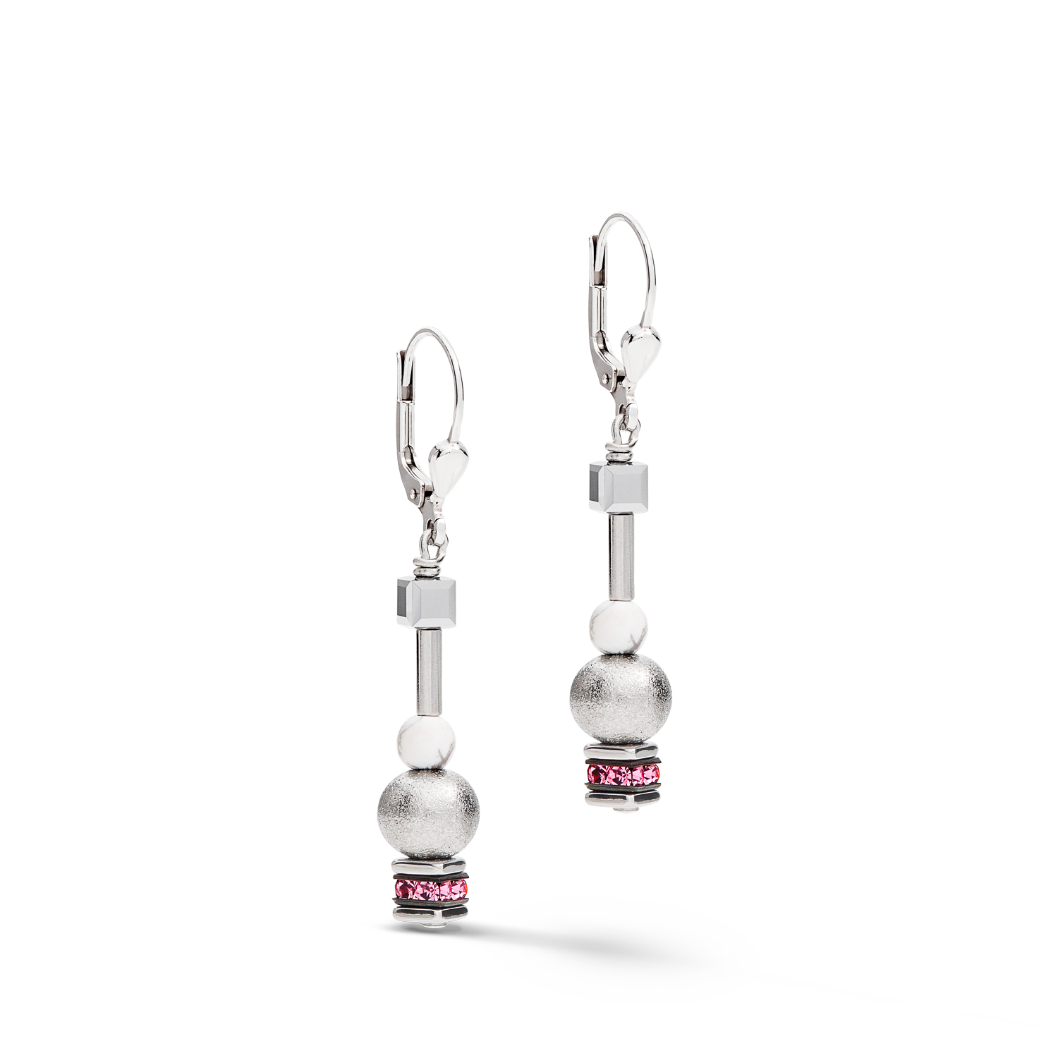 Earrings Pearls & Cubes gemstones silver-rose
