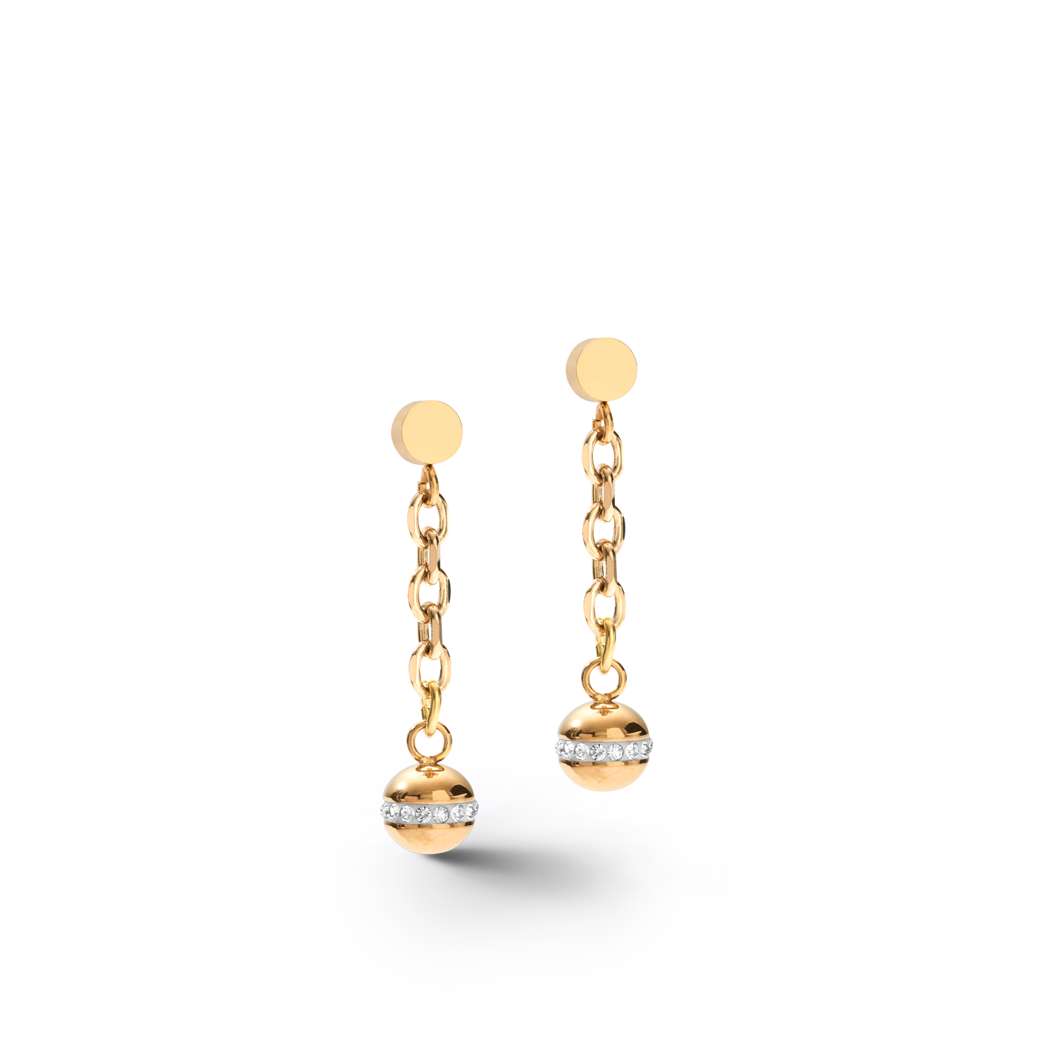 Earrings 4-in-1 Ball Stainless Steel Chain & Hematite gold