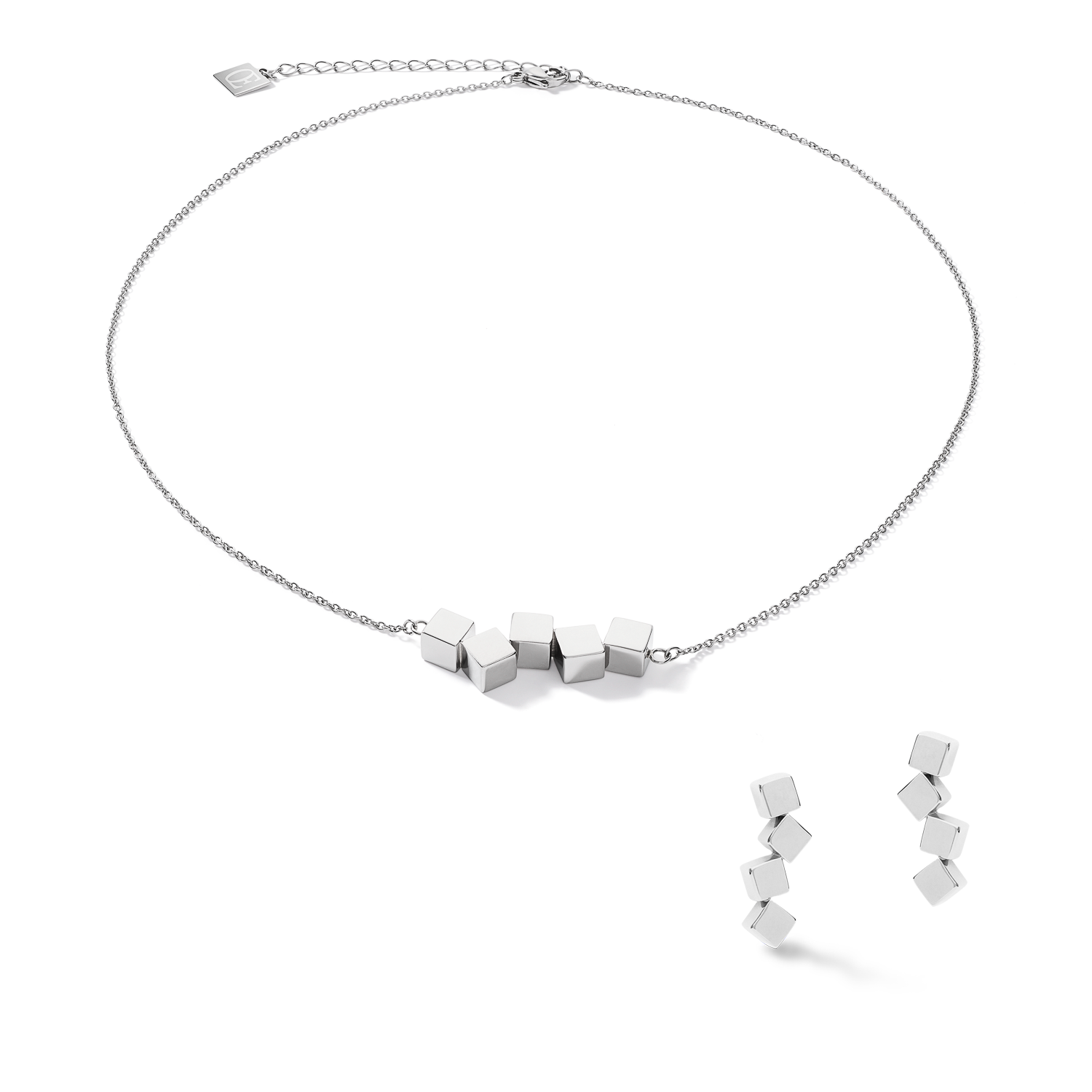 Necklace Dancing GeoCUBE® stainless steel silver