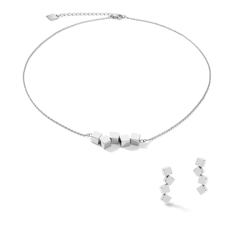 Necklace Dancing GeoCUBE® stainless steel silver