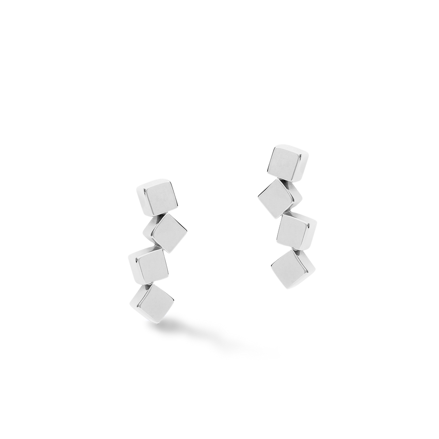 Earrings Dancing GeoCUBE® stainless steel silver