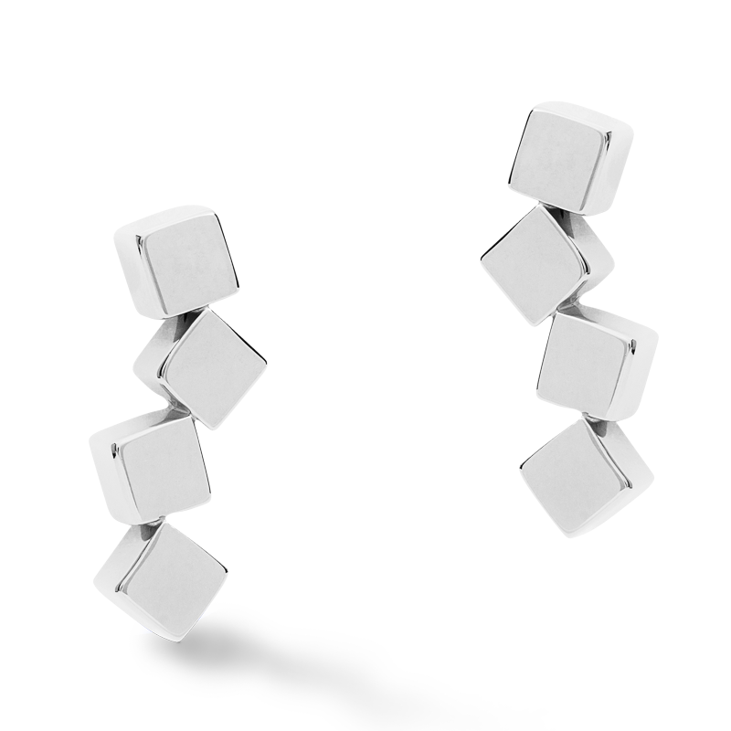 Earrings Dancing GeoCUBE® stainless steel silver