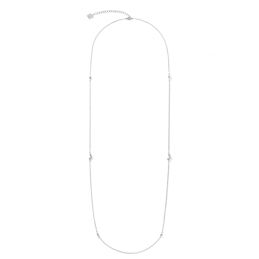 Necklace Dancing GeoCUBE® small chain long stainless steel silver