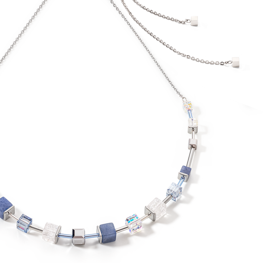 GeoCUBE® Precious & Slider Closure necklace silver-blue