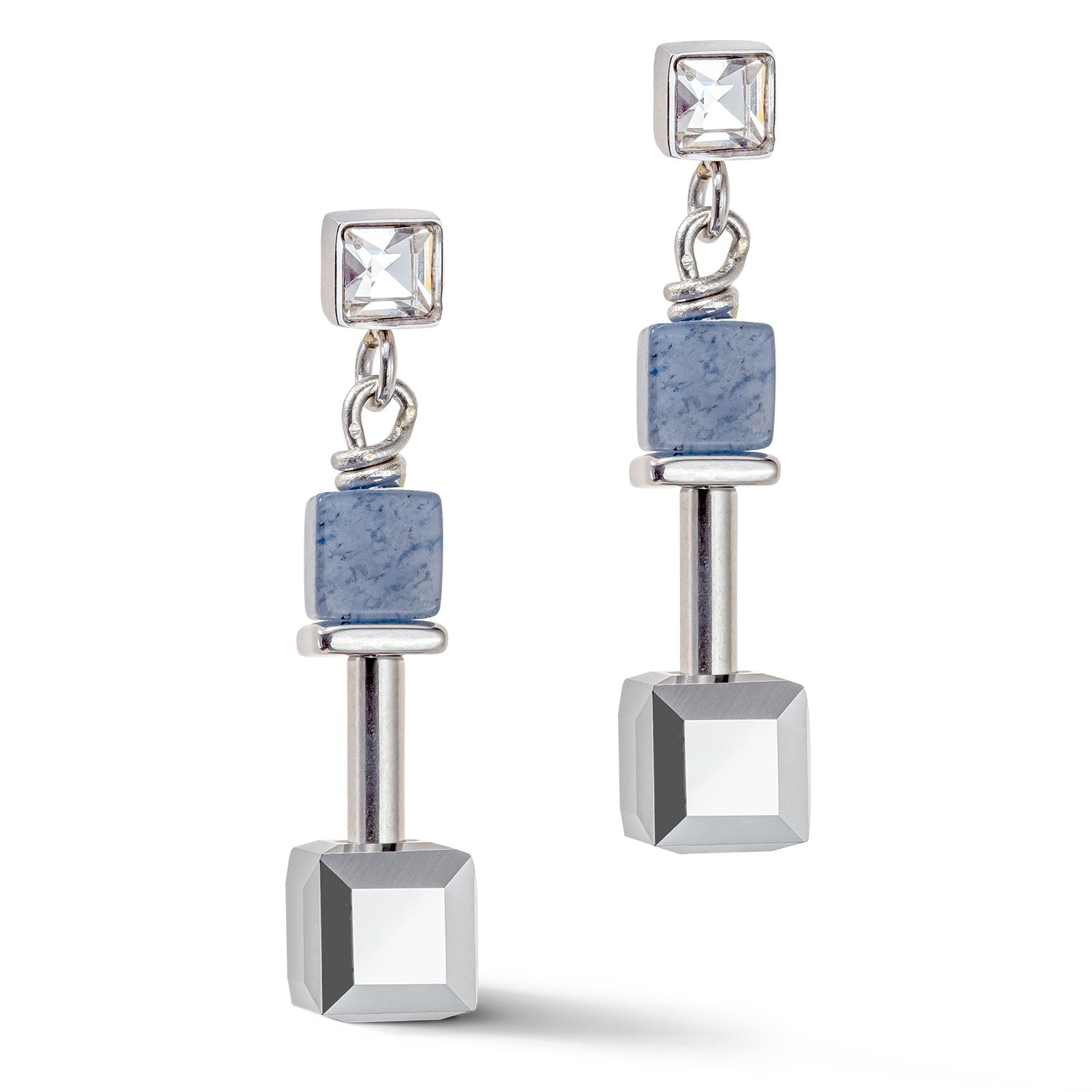 GeoCUBE® Precious & Slider Closure earrings silver-blue