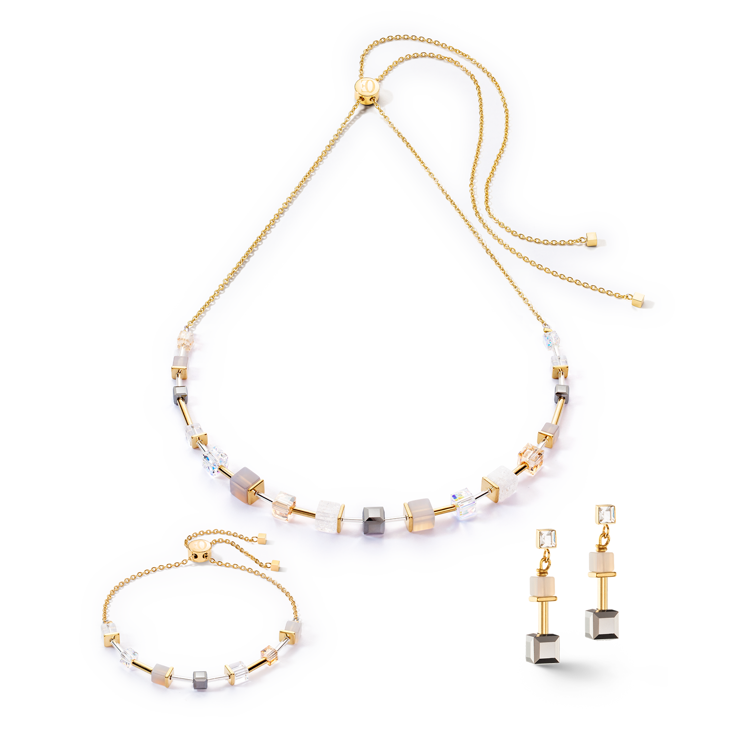 GeoCUBE® Precious Slider Closure bracelet gold grey