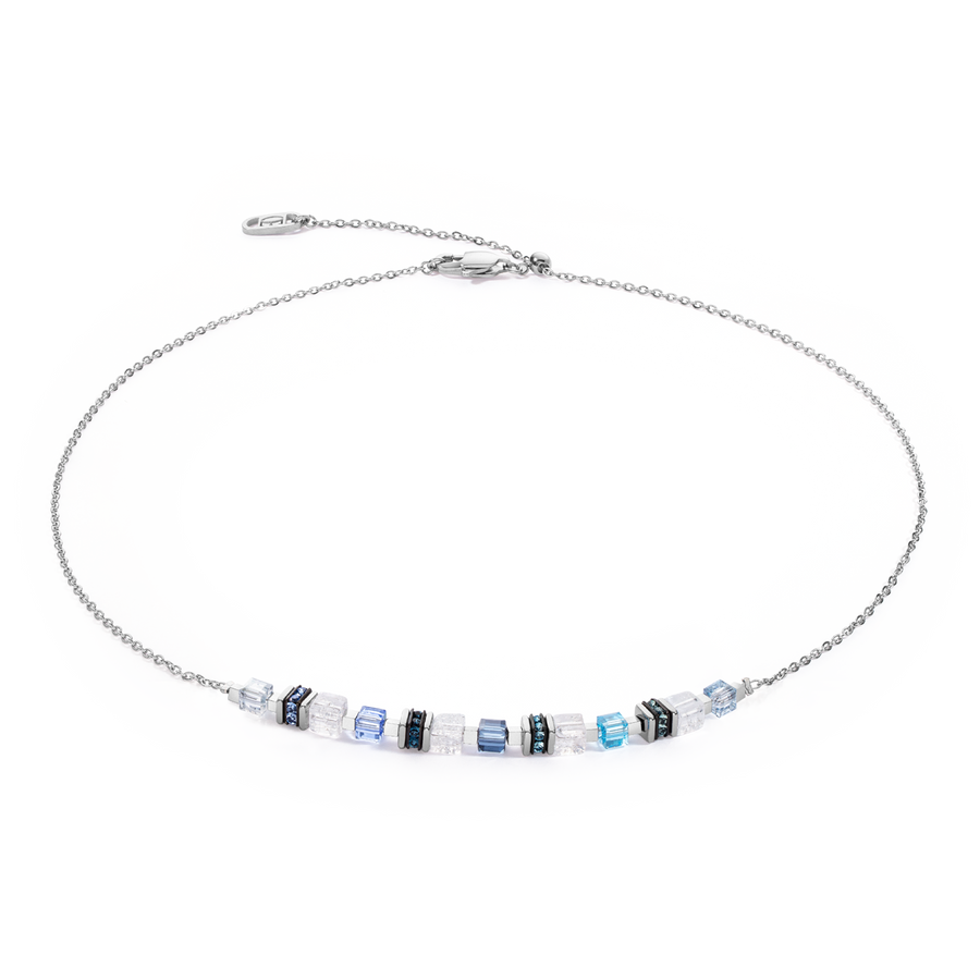 Necklace Mini Cubes & Chain silver-blue