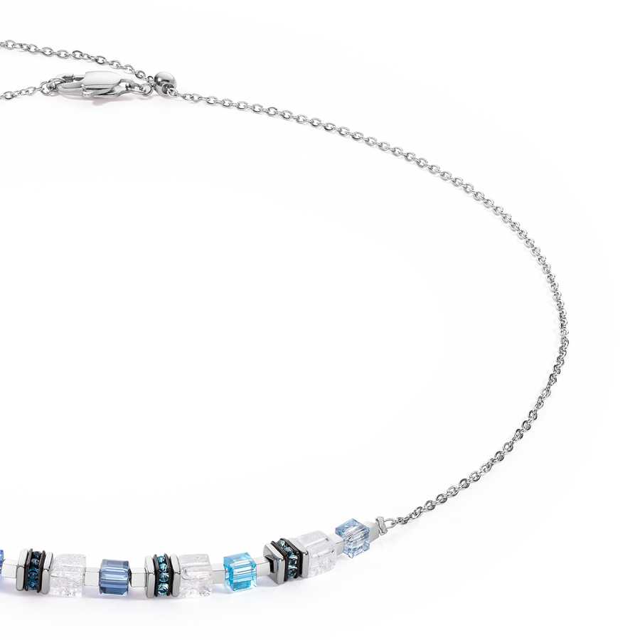 Necklace Mini Cubes & Chain silver-blue