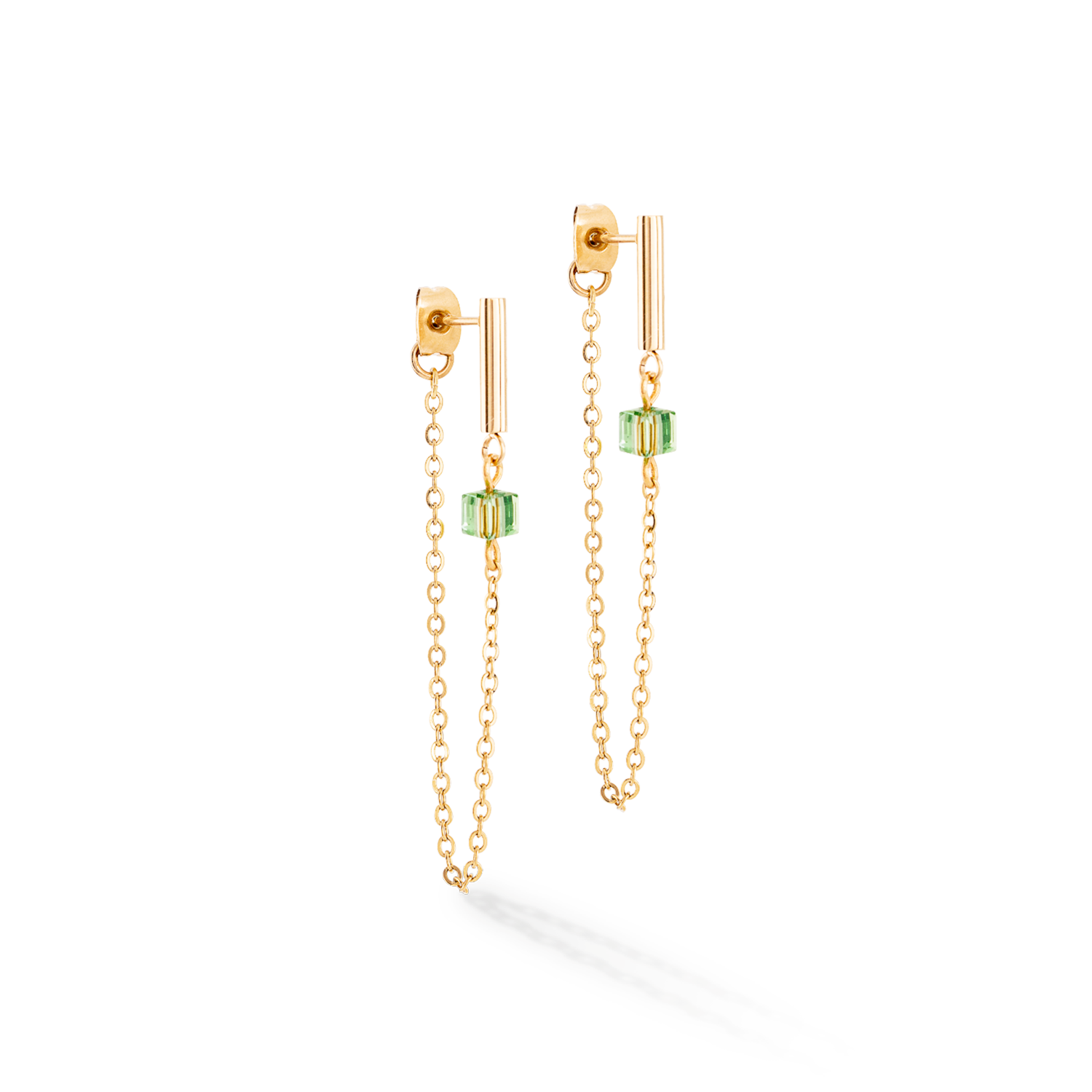 Earrings Mini Cubes & Chain gold-green