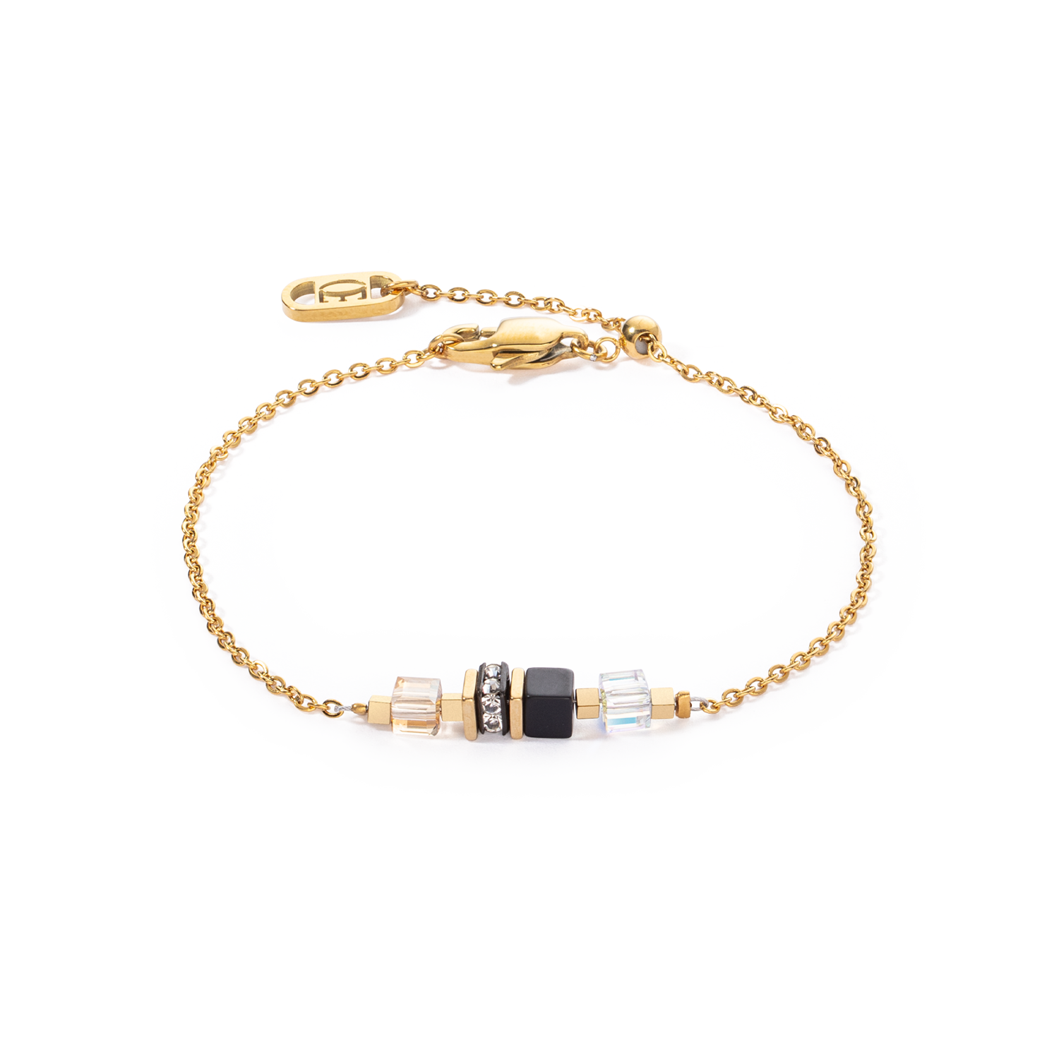Bracelet Mini Cubes & Chain gold-black