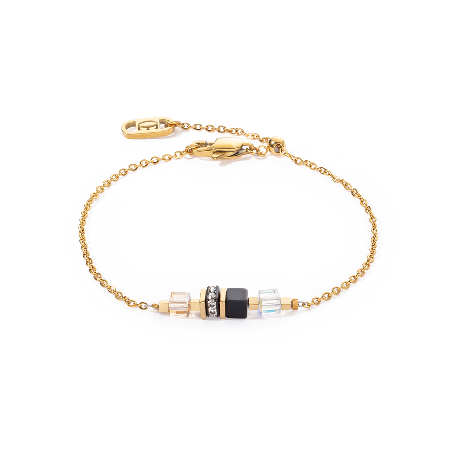 Bracelet Mini Cubes & Chain gold-black