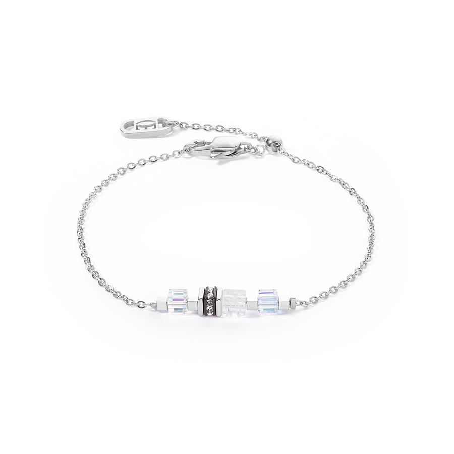 Bracelet Mini Cubes & Chain silver-white