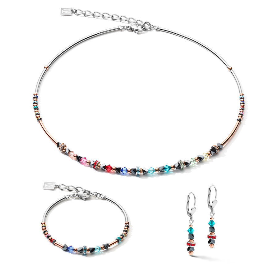 Bracelet Fine & Edgy Hematite & Crystals & Stainless Steel multicolor