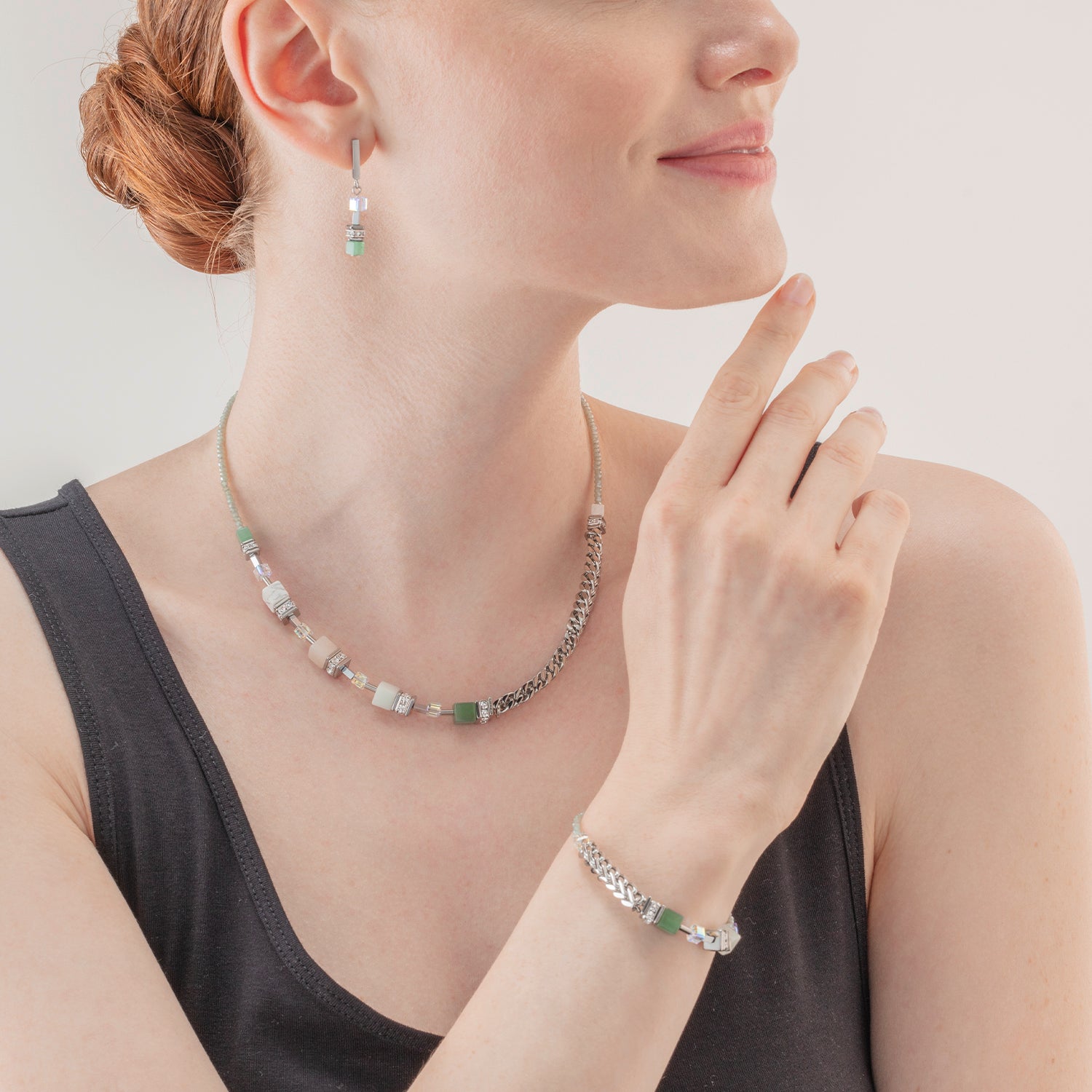 GeoCUBE® Precious Fusion Chunky Chain necklace light green