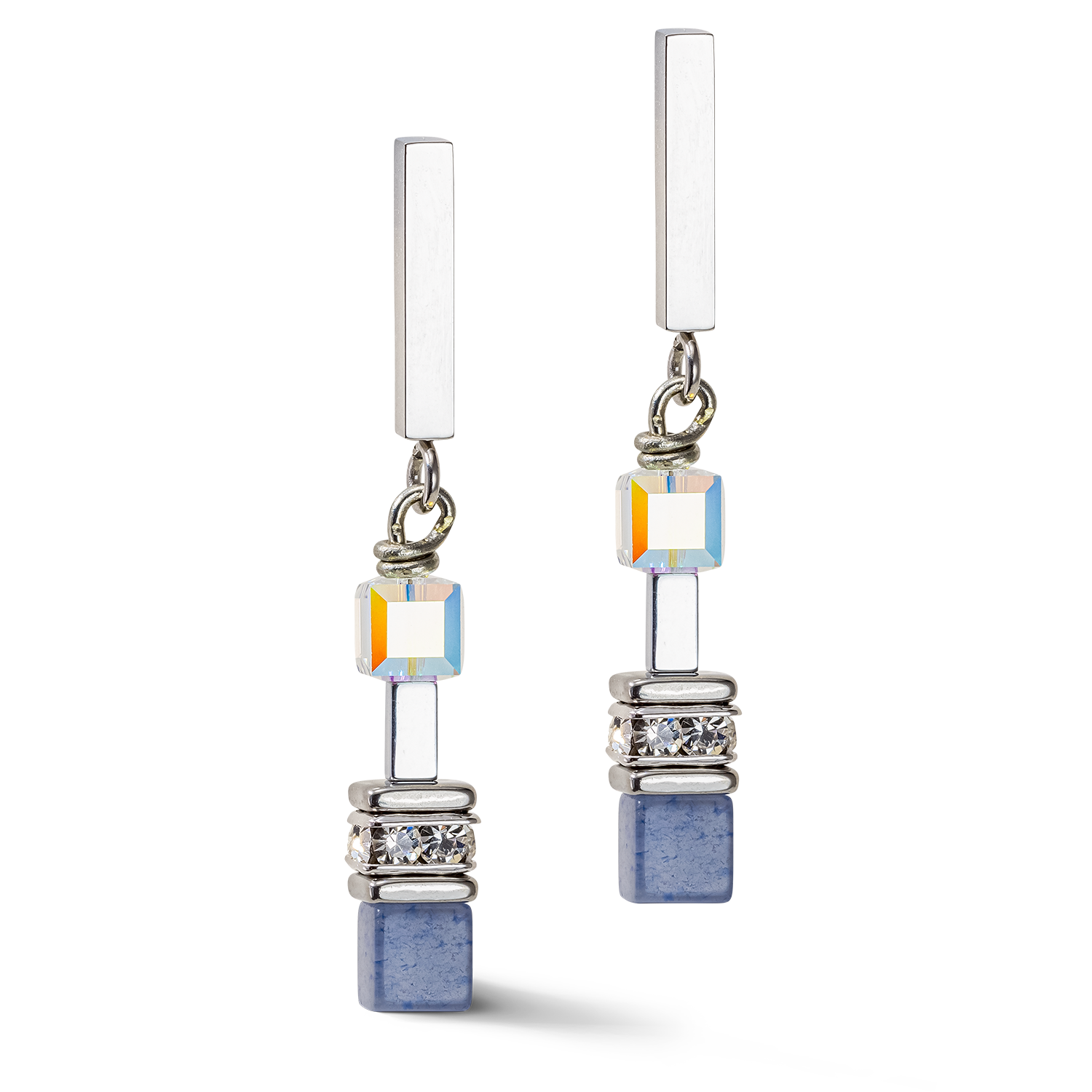 GeoCUBE® Precious Fusion Chunky Chain earrings light blue