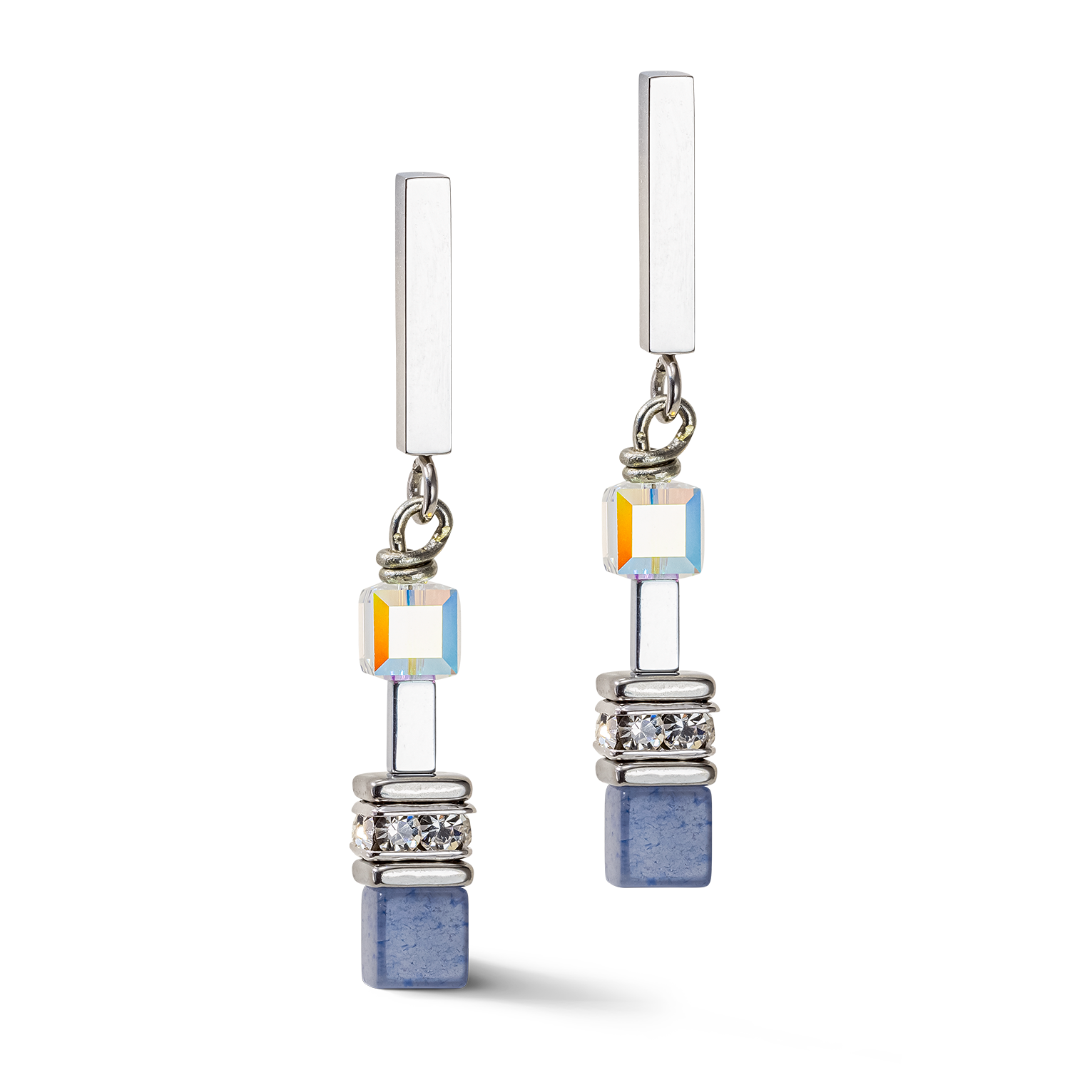 GeoCUBE® Precious Fusion Chunky Chain earrings light blue