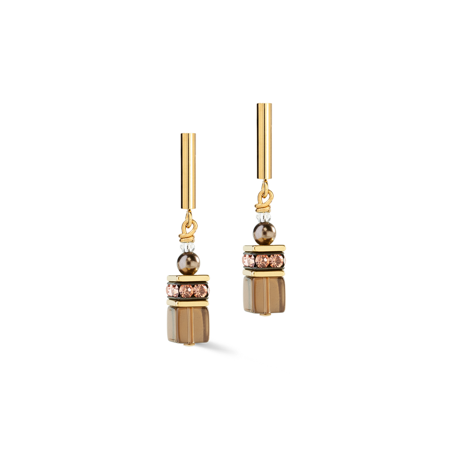 GeoCUBE® Precious Fusion Pearls Earrings Mocha Mousse