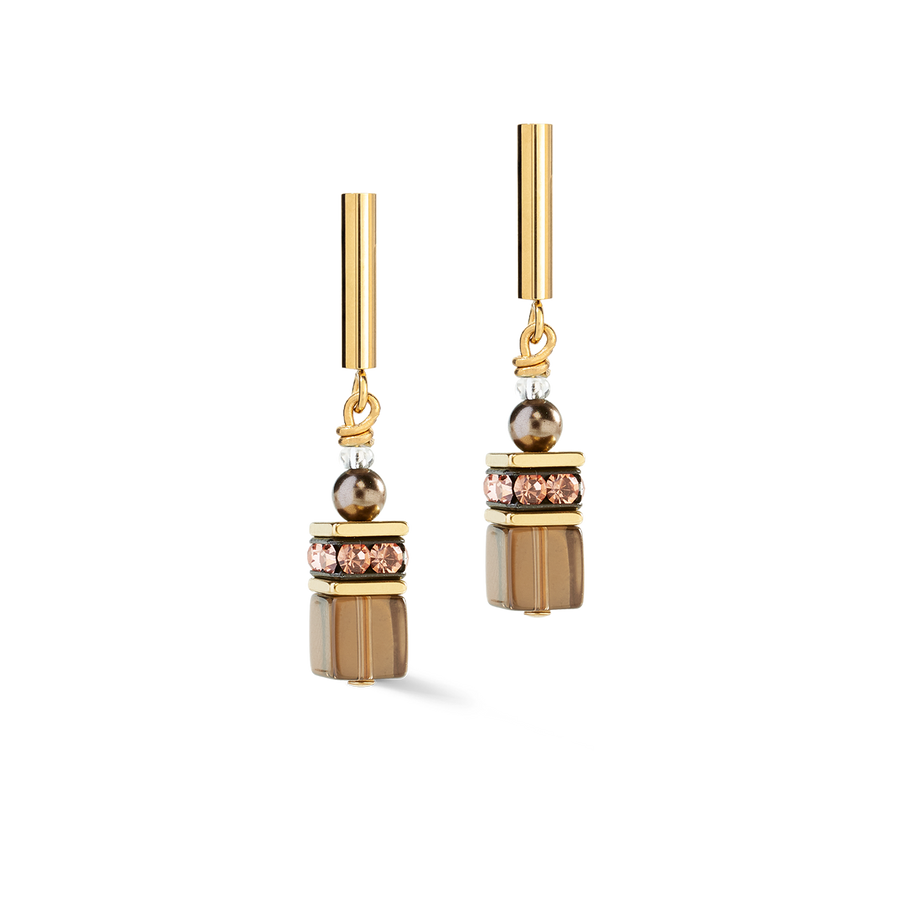 GeoCUBE® Precious Fusion Pearls Earrings Mocha Mousse
