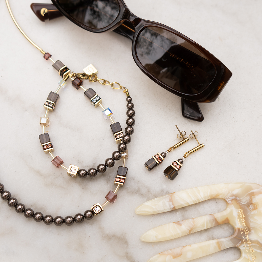 GeoCUBE® Precious Fusion Pearls Earrings Mocha Mousse