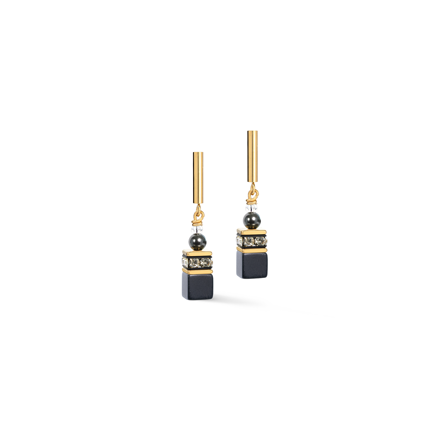 GeoCUBE® Precious Fusion Pearls Stud Earrings Anthracite Glow