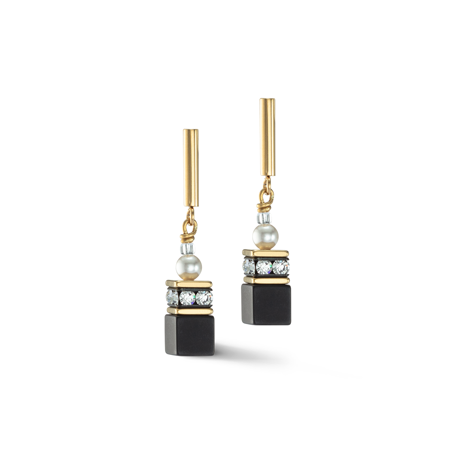 GeoCUBE® Precious Fusion Pearls earrings black-gold