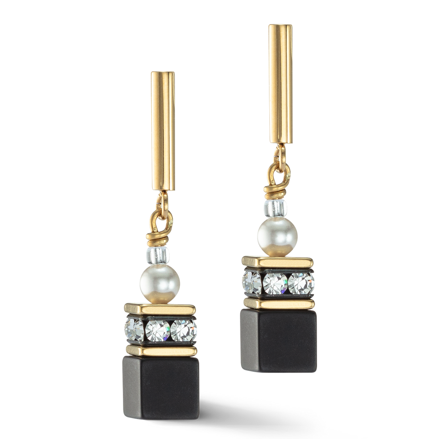 GeoCUBE® Precious Fusion Pearls earrings black-gold