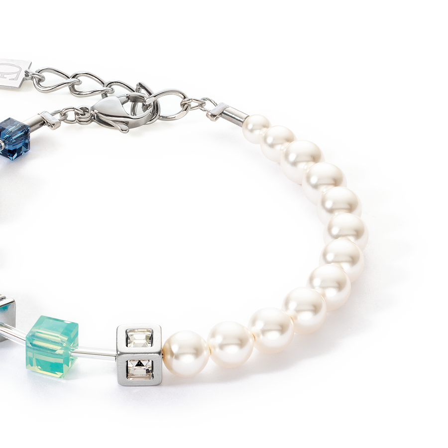 GeoCUBE® Precious Fusion Pearls bracelet aqua blue