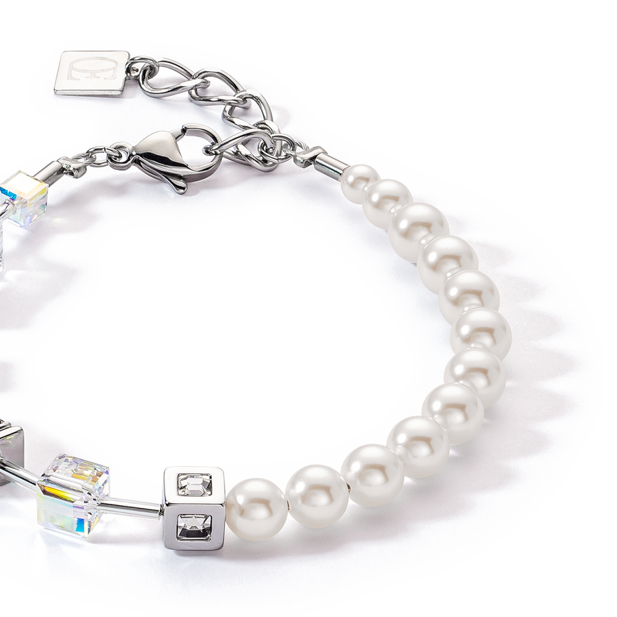 GeoCUBE® Precious Fusion Pearls bracelet white