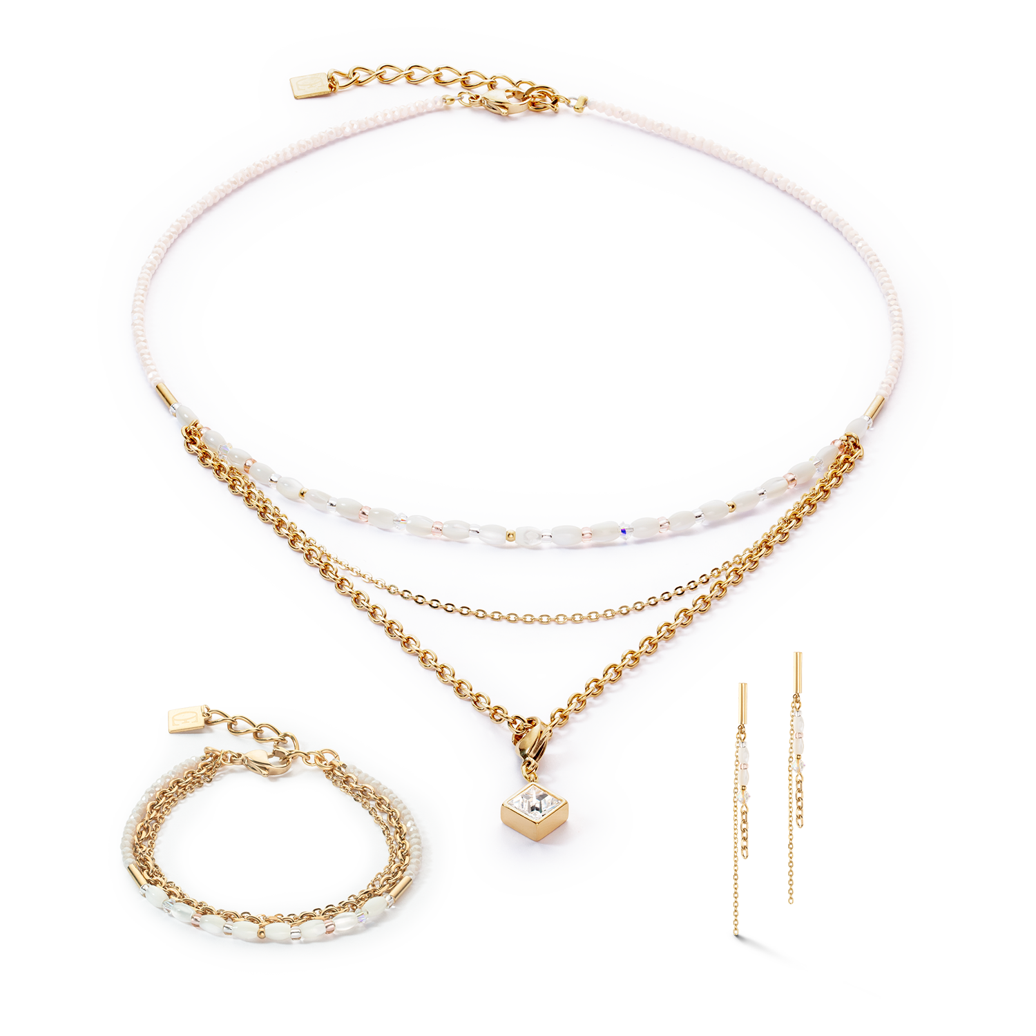 Brilliant Square Layer earrings gold